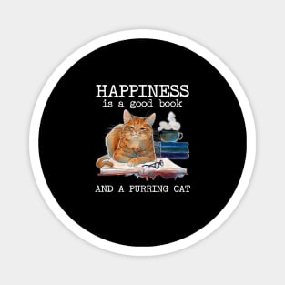 Happiness Is A Good Book And A Purring Cat Magnet